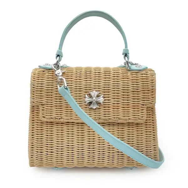 Chrome-Hearts-Baby-Blue-Silver-Cross-Woven-Dolly-Wicker-Bag-1