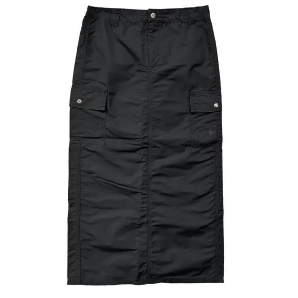 Chrome-Hearts-Cross-Leather-Patch-Nylon-Cargo-Long-Skirt-1